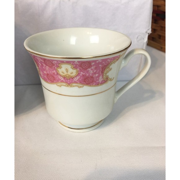 Elegant Pink & Gold Floral China Teacup Set of 2 Pink Tea For Two - Picture 4 of 8